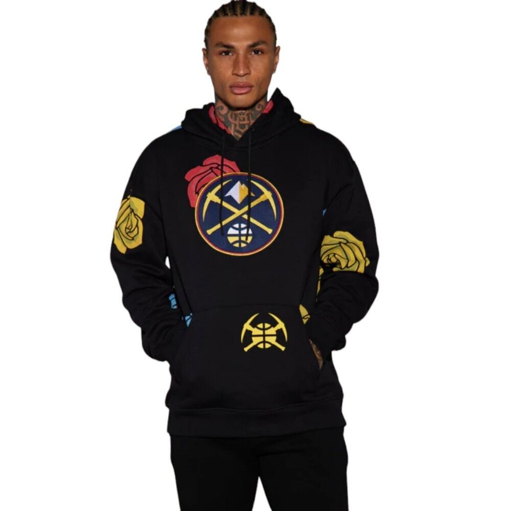 Ultra Game Denver Nuggets Floral Hoodie Sweater Nikola Jokic Black Men's